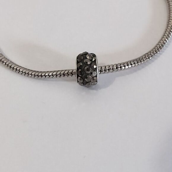 Silver Black with Black Rhinestones Charm for Pandora Style Bracelet‎ - Picture 2 of 3